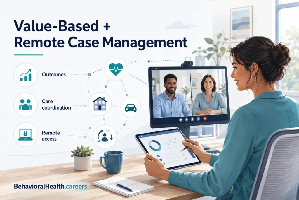 Value based remote behavioral health case management infographic