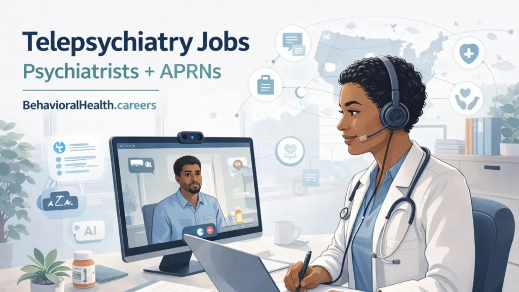 telepsychiatry jobs featured image on behavioralhealth.careers job board