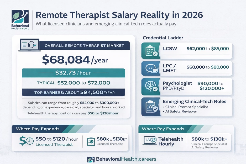 The remote therapist salary reality in 2026 infographic