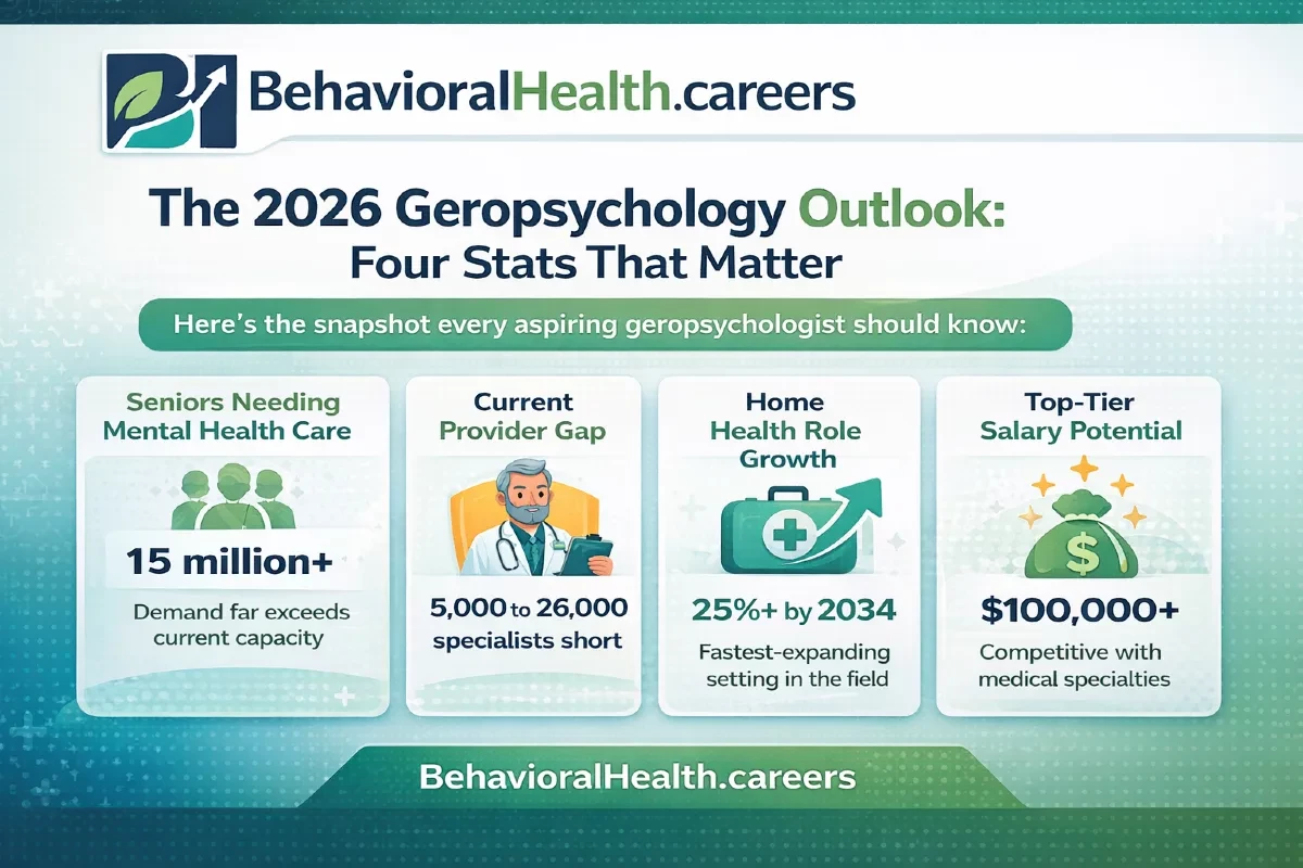 The 2026 geropsychology outlook: four stats that matter from BehavioralHealth.careers