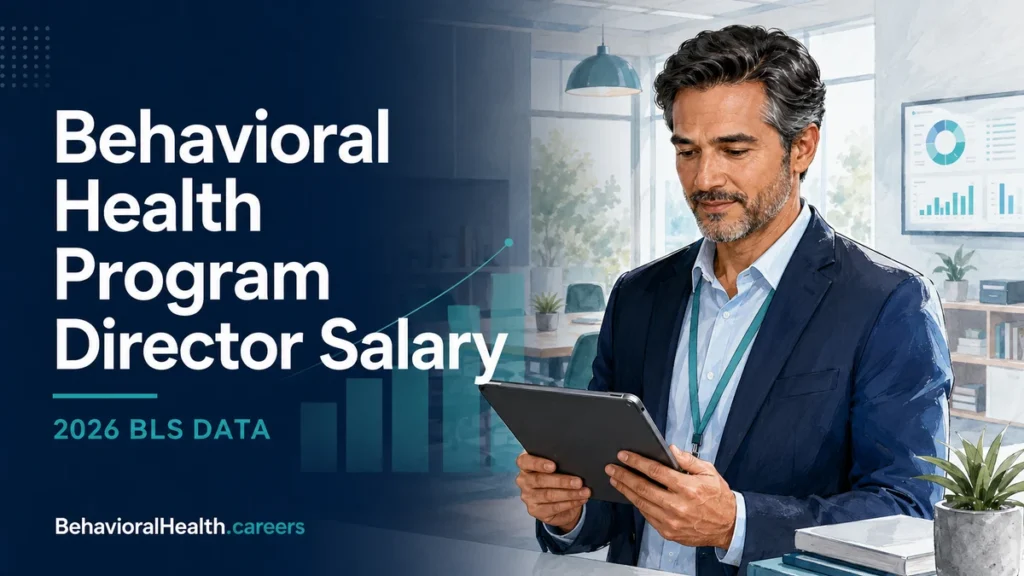 Behavioral health program director salary guide with a program leader and 2026 BLS data